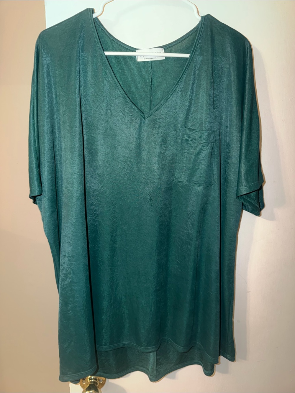 Material Girl Teal V-Neck Short Sleeve Top